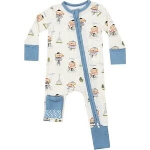 Angel Dear Bamboo Kids' Cream and Blue Pajama Set